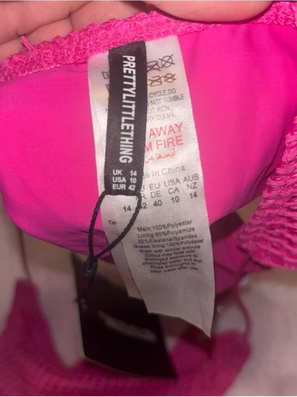 PrettyLittleThing Bright Pink Textured Waffle Bikini Set